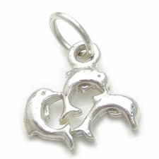 Ciondolo in argento sterling triplo delfino .925 x 1 Ciondoli con delfini!