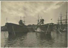 TARANTO -INCROCIATORI GARIBALDI E MONTECUCCOLI ALLA BANCHINA 1948 - CARTOLINA 