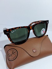 Occhiali da sole Ray-Ban RB2140 902 Tortois classici polarizzati lenti verdi Wayfarer 