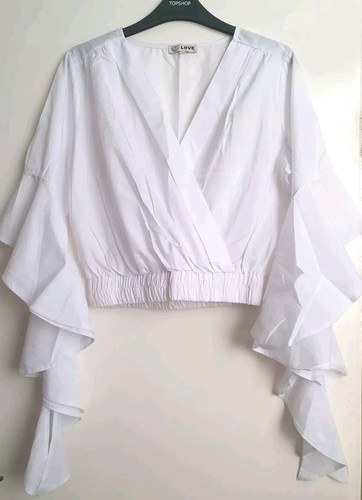 Top love bianco avvolgente - top,