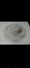 Cappello di paglia bianco con velo e strass donna
