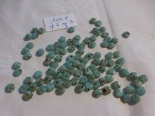 lot 100 PERLES anciennes en verre tchèque vintage 6 mm turquoise marron plate