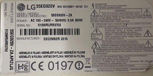 Oled 55eg920v - oled, lg