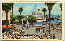 Cartolina Folla Piroscafo Avalon Santa Catalina California USA Nord America