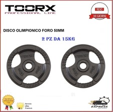 2 Dischi Ghisa Olimpionici Toorx DGN-TG15 Tri Grip Foro 50 mm Peso Palestra 15kg