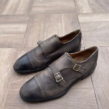 Doucal’s scarpa uomo doppia fibbia taglia 42.5 vero cuoio fatta a mano marrone