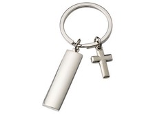 N.10 PORTACHIAVI BOMBONIERA COMUNIONE CRESIMA BATTESIMO con CROCE e PIASTRA 7115