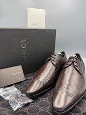 Gucci Men’s Brown Leather Dress Shoes EU 42, US 8.5 – Full Set – Made in Italy