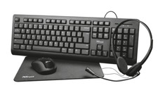 Trust Primo Set 4 in 1 con tastiera confortevole, mouse wireless, cuffie leggere