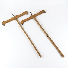 Coppia di Grucce appendiabiti vintage antiche in legno Stampelle per Armadio