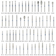 100PCS frese dentali diamantate FG1.6mm per manipolo ad alta velocità turbina
