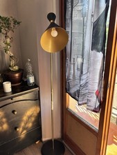 lampada terra vintage Stile Industrio, Metallo Nero E Oro