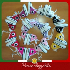 Scarpine baby shoes uncinetto star crochet  neonati 0-3-6-9 mesi lana col.caldi