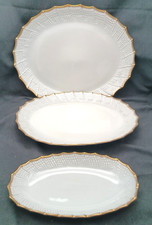 (3) PIATTI DA PORTATA CHASTAGNER LIMOGES 14,5/12,5/8,5" BORDO ONDULATO/DORATO, MAI USATI vg