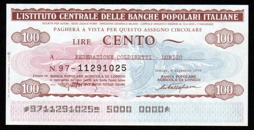 Miniassegni ist cent - miniassegni, cent.