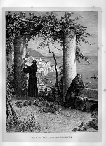 Stampa antica amalfi veduta - stampa,