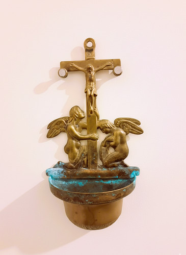 Antica acquasantiera bronzo - antica,
