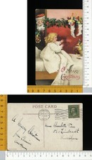 V0283] BUON NATALE - BABBO NATALE ST NICOLAS PORTA GIOCATTOLI A BAMBINA _ 1909