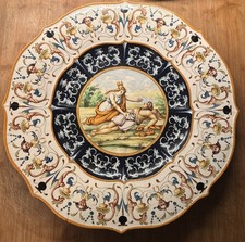 Grande piatto da parata In Maiolica Napoli Manifattura Mollica Diametro Cm 39