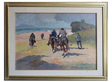 Carlo Domenici (Livorno 1897-1981)- Cavalli sulla spiaggia
