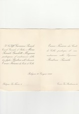 Invito Nozze Conte Enrico Ferraris Conti Celle con Beatrice Pascale Bologna 1946