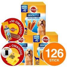 Pedigree Dentastix Pollo Manzo per Igiene Orale Cane 126 Stick Large + 30 Medium
