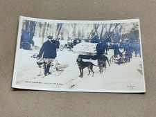 Cartolina d'epoca con foto reale RPPC - Dog Derby Montreal Canada, corsa di cani da slitta