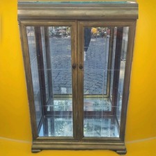 MOBILE VETRINETTA PORTA OROLOGI VETRATA CON RIPIANI STILE BAROCCO ORO 