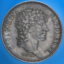 NAPOLI GIOACCHINO MURAT 5 LIRE 1813 ARGENTO SILVER COIN MONETE DA COLLEZIONE