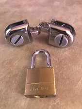 2 PZ Connettore Cubo Vetro CROMO Hasp con Clip di Blocco 3/16" Vetro Temperato Ripiano