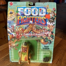 Food Fighters Taco Terror Action Figure Mattel 1988 giocattolo vintage su cartoncino retrò