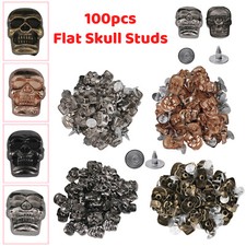Set 100 borchie testa di teschio punta con perni posteriori artigianato in pelle punk fai da te rivetti 11 mm