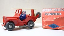 Vintage Joyax Jeep-Auto Pompiers à clé en tôle boîte d’origine Marseille 1960s