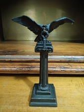 STATUINA PORTA OROLOGIO IN BRONZO, CAPITELLO CON AQUILA, PRIMA META' '900