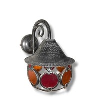 Applique in ferro battuto rustica colori nero anticato rosso e ambra  1 LUCE