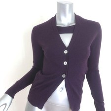 Cardigan toppa gomito d'oca dorato lana melanzana-cashmere taglia extra small