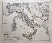 Antica mappa Italia Stieler Stulpnagel portfolio hand-atlas Gotha J.Perthes 1857