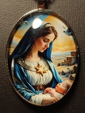 Collana Nostro Amore Santa Vergine Maria con Gesù Bambino smaltata grande