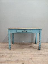 70041 Tavolo rustico in legno con base azzurra