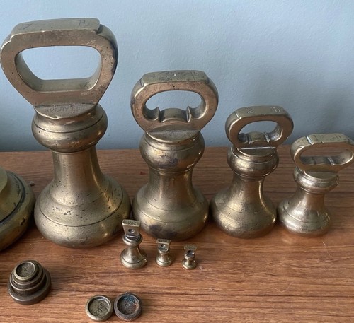 Antique brass weights - antique, &