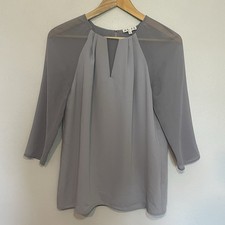 Blusa Reiss taglia UK 8 grigio trasparente maniche a 3/4 pullover donna