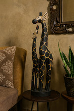 Statua legno giraffa - legno,