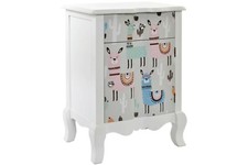 CASSETTIERA IN LEGNO LACCATO BIANCO COMODINO PER CAMERETTA DECORO LAMA