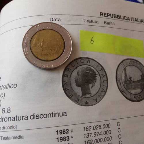 Moneta 500 lire del - moneta, 1987.