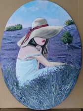 Quadro Ovale in Acrilico su Tela "Relax" 30 x 40