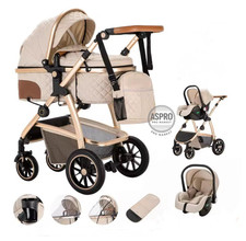 Trio Passeggino 3in1 Neonato con Navicella e Ovetto Leggero Pieghevole