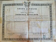 Regno d'Italia Armata di Mare Corpo Reali Equipaggi Congedo Assoluto Anno 1878