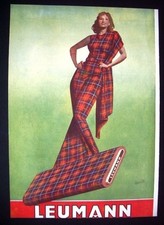 1942 Pubblicità LEUMANN stoffe tessuti donna moda ILLUSTRATORE BOCCASILE