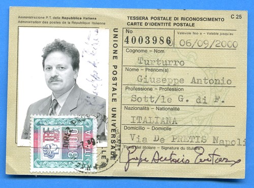 Tessera riconoscimento postale - riconoscimento,