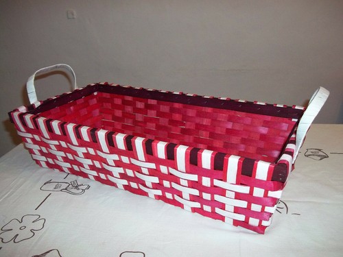 Cesto vimini bianco rosso - in, e